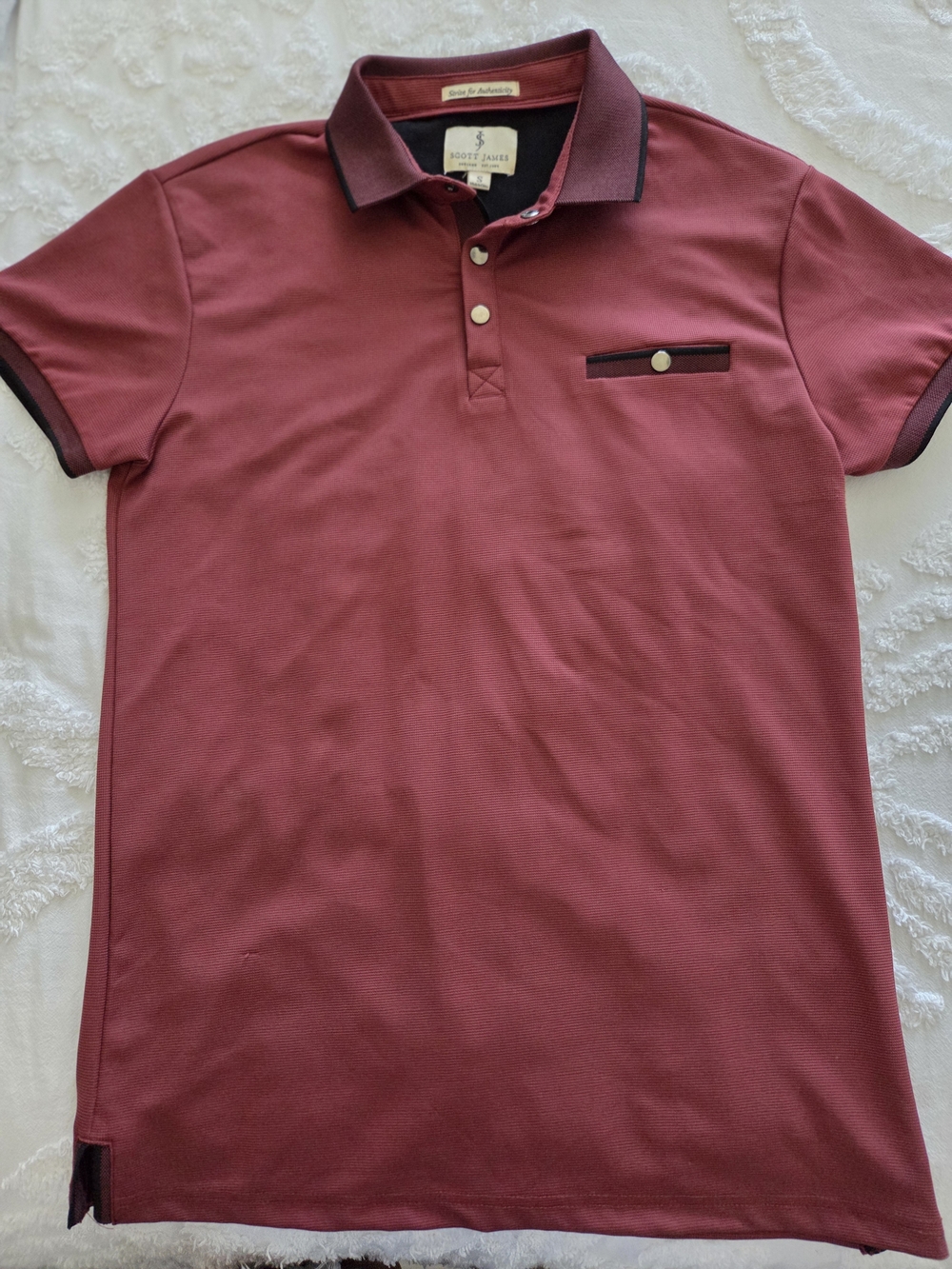 Men's Bordeaux Polo with Contrast Trim